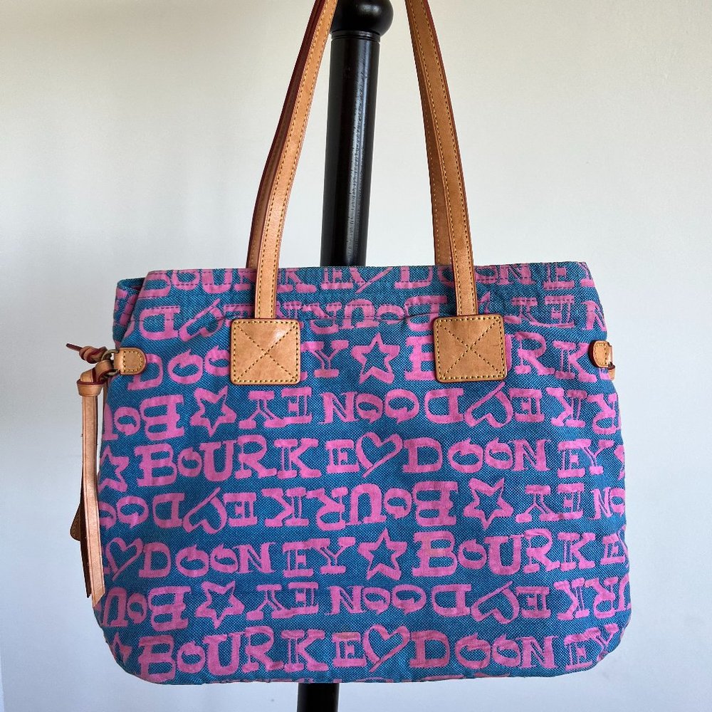 Dooney & Bourke Denim Pink Graffiti Tote / Shoulder Bag